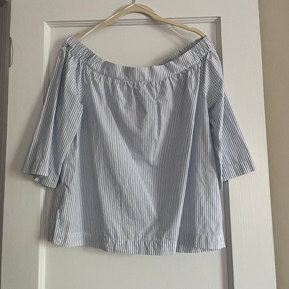 Madewell Off-the-Shoulder Stripe Poplin Blouse
